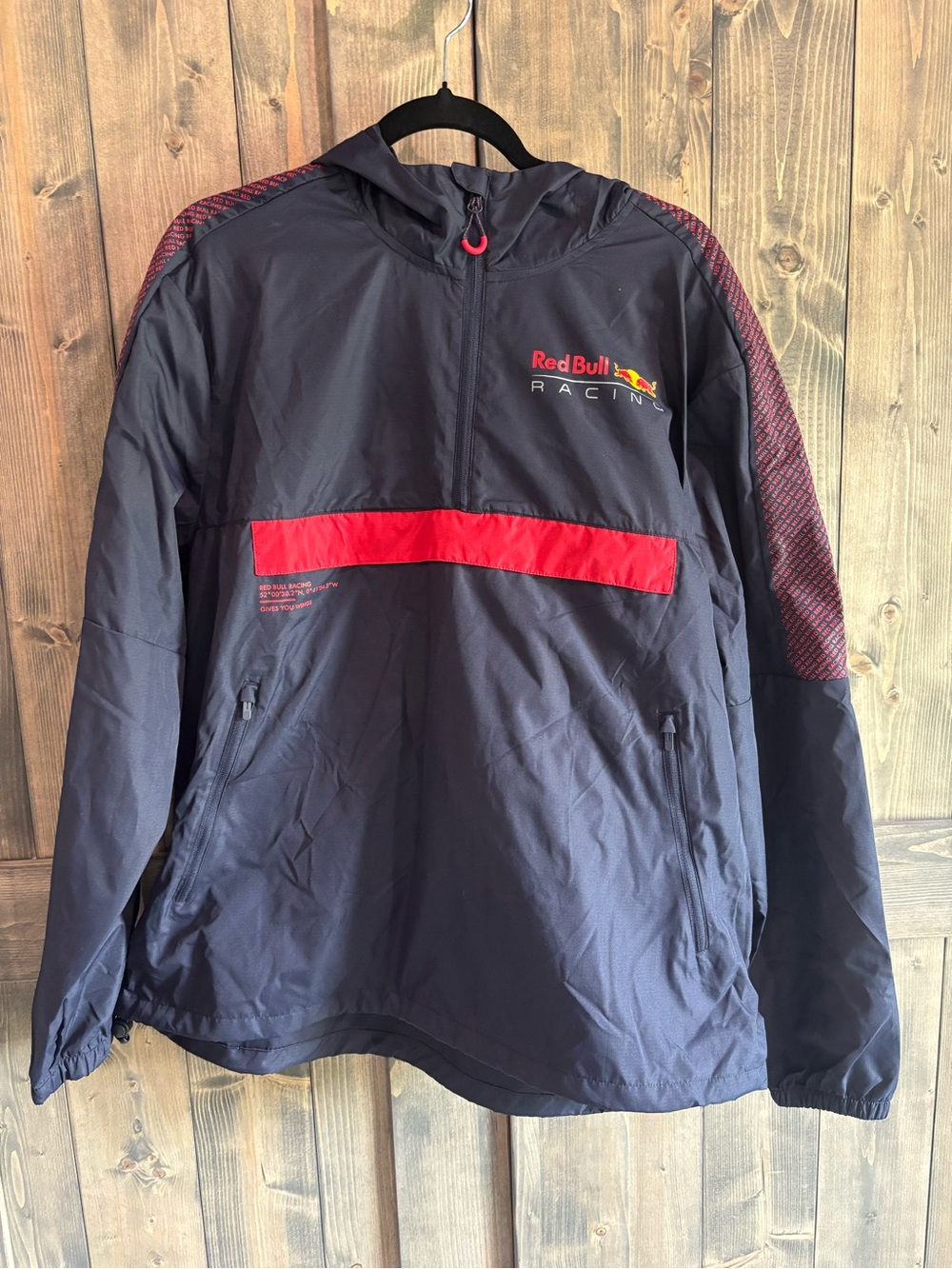 Red Bull Racing Men's Navy and Red Windbreaker Anorak